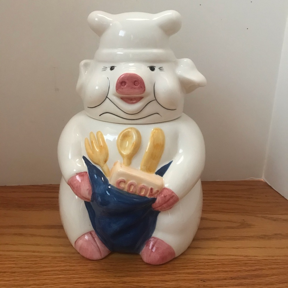 Super Cute Pig Cook Cookie Jar 10”